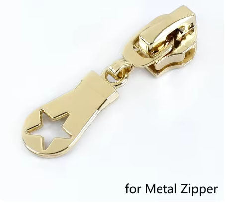 5# Metal teeth (chain) Star Zipper Pull - Light Gold