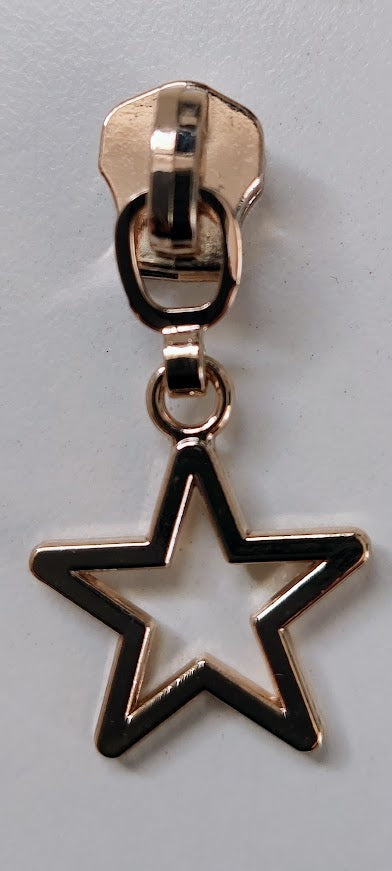 5# Star Metal teeth (chain) Zipper Pull - Light Gold