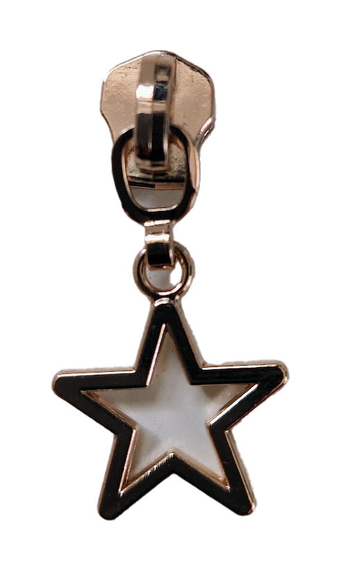 5# Star Metal teeth (chain) Zipper Pull - Light Gold