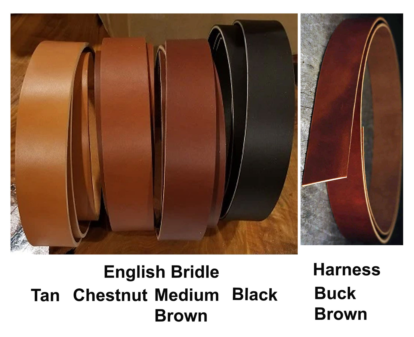 Wickett & Craig, English Bridle/Harness Straps/Belt Blanks, Width 1.5"/ 38mm (8-9oz or 3.5-4mm)