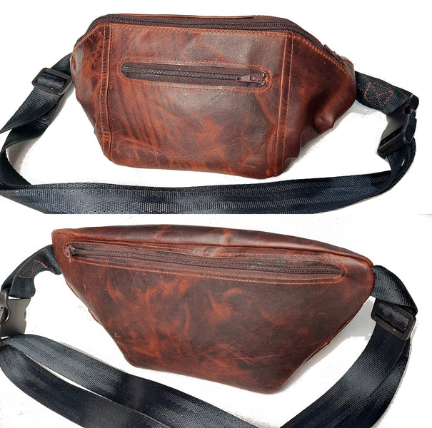 A slimline (bum) bag made using our Waxed Kangaroo Leather