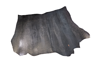 Crocodile  Embossed Veg Tan Leather - Beautiful Black