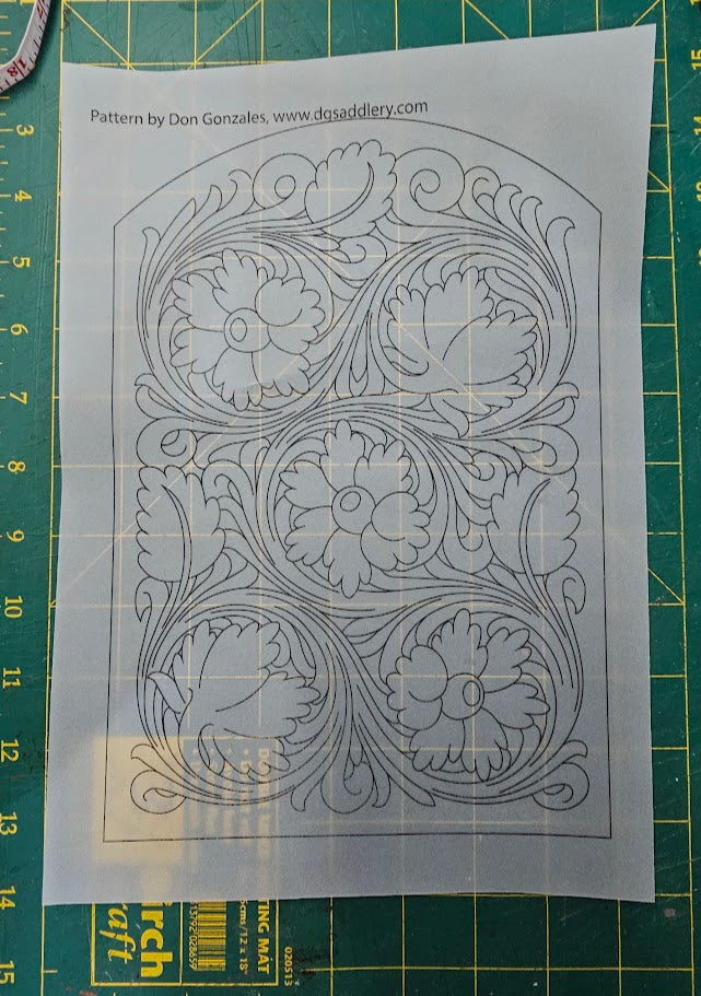 Don Gonzales Tooling Pattern on Tracing Paper for Clutch Purse/Wallet Template Set