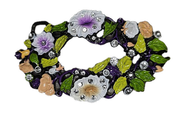 Enameled Floral Diamante Belt Buckle – 48mm