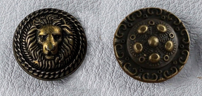 Metal Snap Fasteners  17mm -  Antique Bronze - 4 full Sets per packet (Lion or Flower)