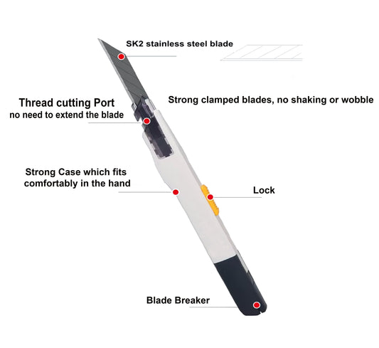 Precision Leather Snap Blade Knife - 9mm replaceable blades.