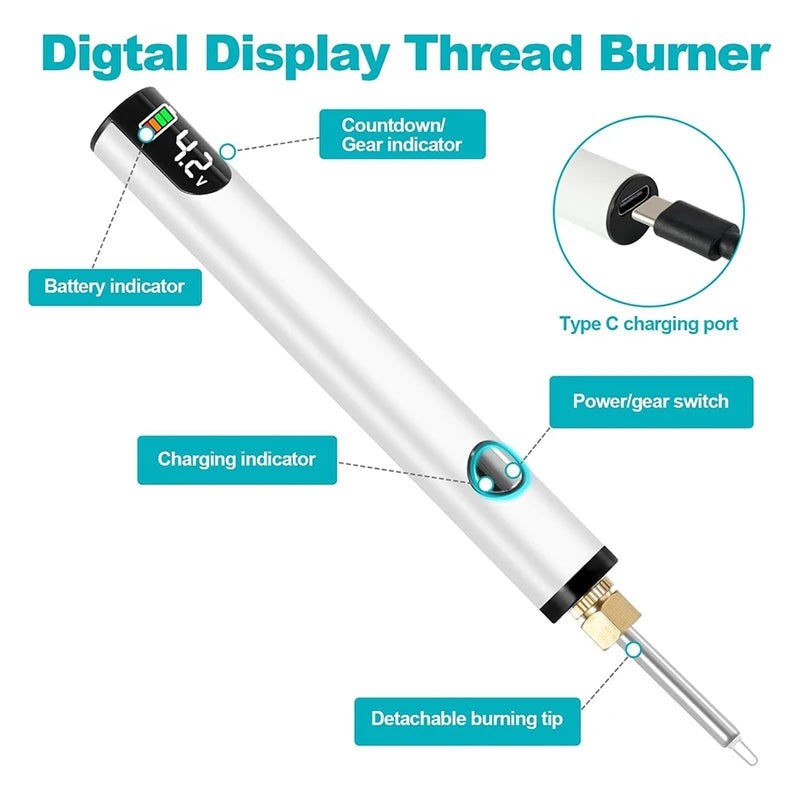 Rechargable Thread Zap Hot Cutter  - Trim, Burn & Melt thread with one touch