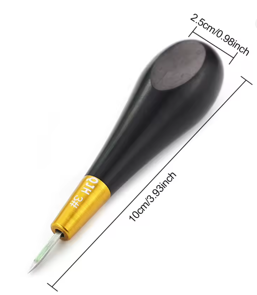 Diamond Blade Stitching  Awl  with Brass & Ebony Handle (2 Sizes)