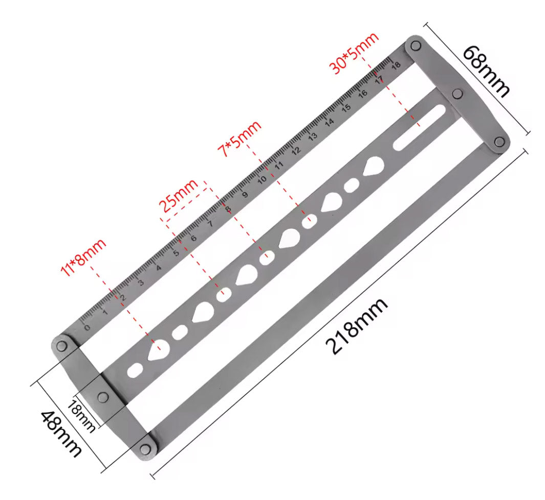 Belt/Stap hole positioning Ruler