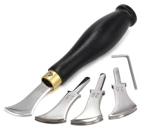 Leather Edge Creaser Set with 4 Interchangeable Heads (4 sizes, 1.0 to 2.5mm)