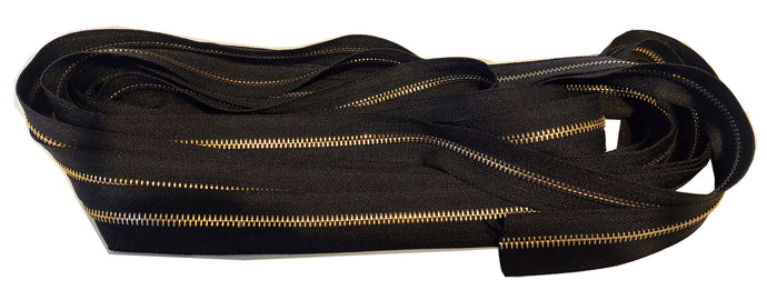 5# Metal teeth (chain) Double Pull Zipper by the Metre, Black ( zipper pulls available separately)