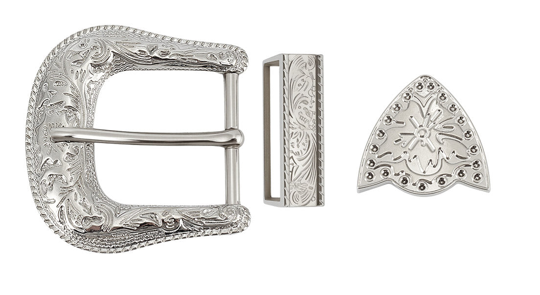 Fancy Belt Buckles  Kit with Two  Buckles 38mm - Antique Silver & Platinum