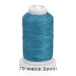 Superior Hand Sewing Thread, Turquoise Blue  - 1mm Waxed, Braided Polyester 70mtr spool