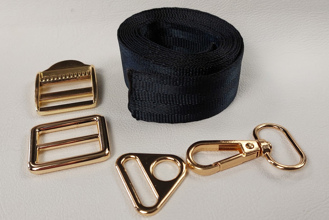 Buckles & webbing Kit (Gold) to suit Slimline Belt Bag (Bum Bag) or any other project for that matter