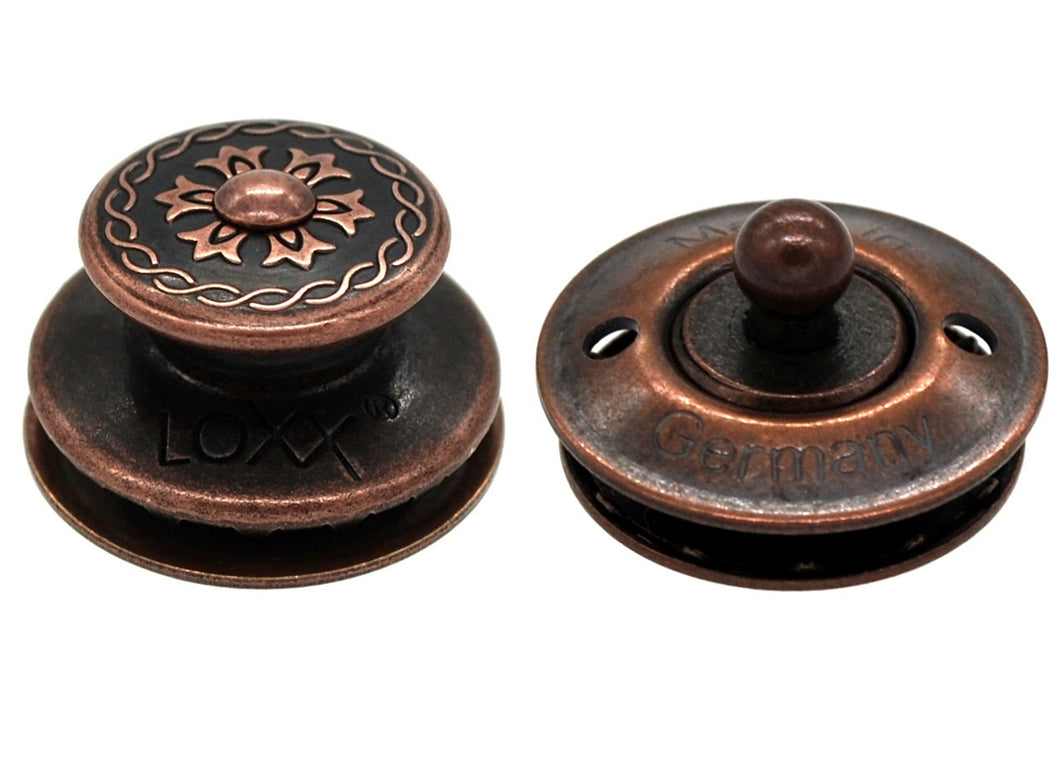 Loxx Fastener - Flower - Old Copper                                      (Note -  Installation Key  Sold Separately)