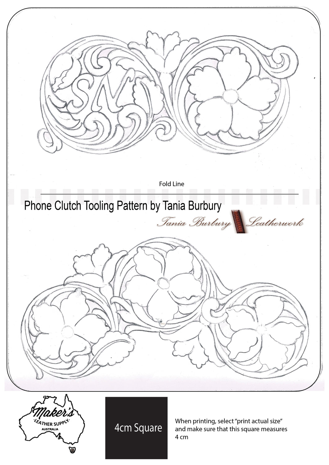 Pattern Download for our Phone/Wallet Clutch Template by Tania Burbury Leatherwork - Free!!!