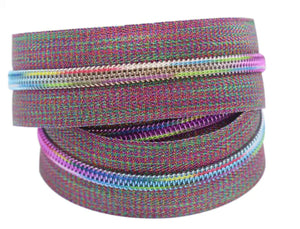 5# Nylon teeth (chain) Zipper by the Metre, Rainbow