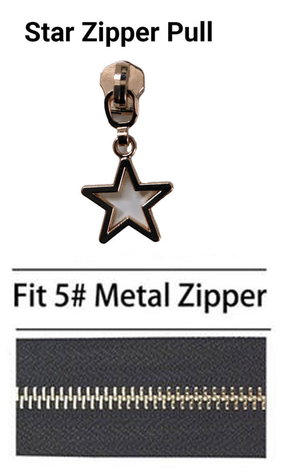 5# Star Metal teeth (chain)  Zipper Pull - Light Gold