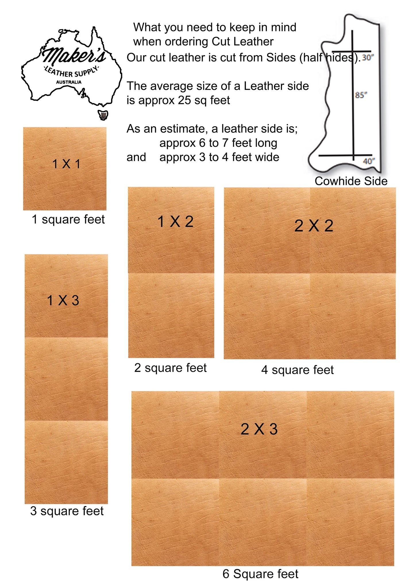 Hermann Oak Natural Leather by square foot for Tooling and Carving